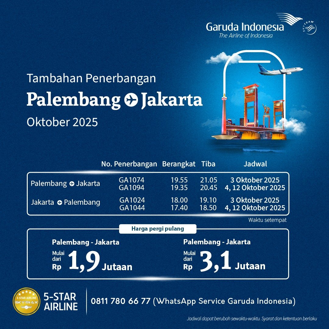 Garuda Indonesia Siapkan Armada Tambahan, Dukung Pekan Olahraga Nasional Korpri XVII Sumsel