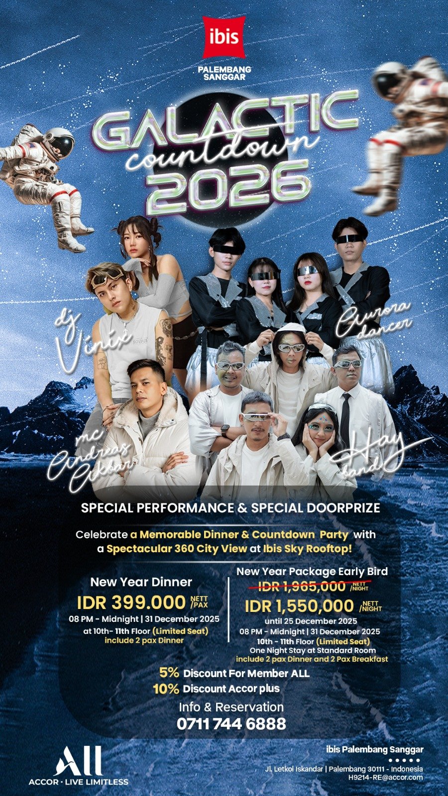 Sensasi Tahun Baru di Tengah Galaksi, Hanya di ibis Palembang Sanggar di ‘Galactic Countdown 2026’!